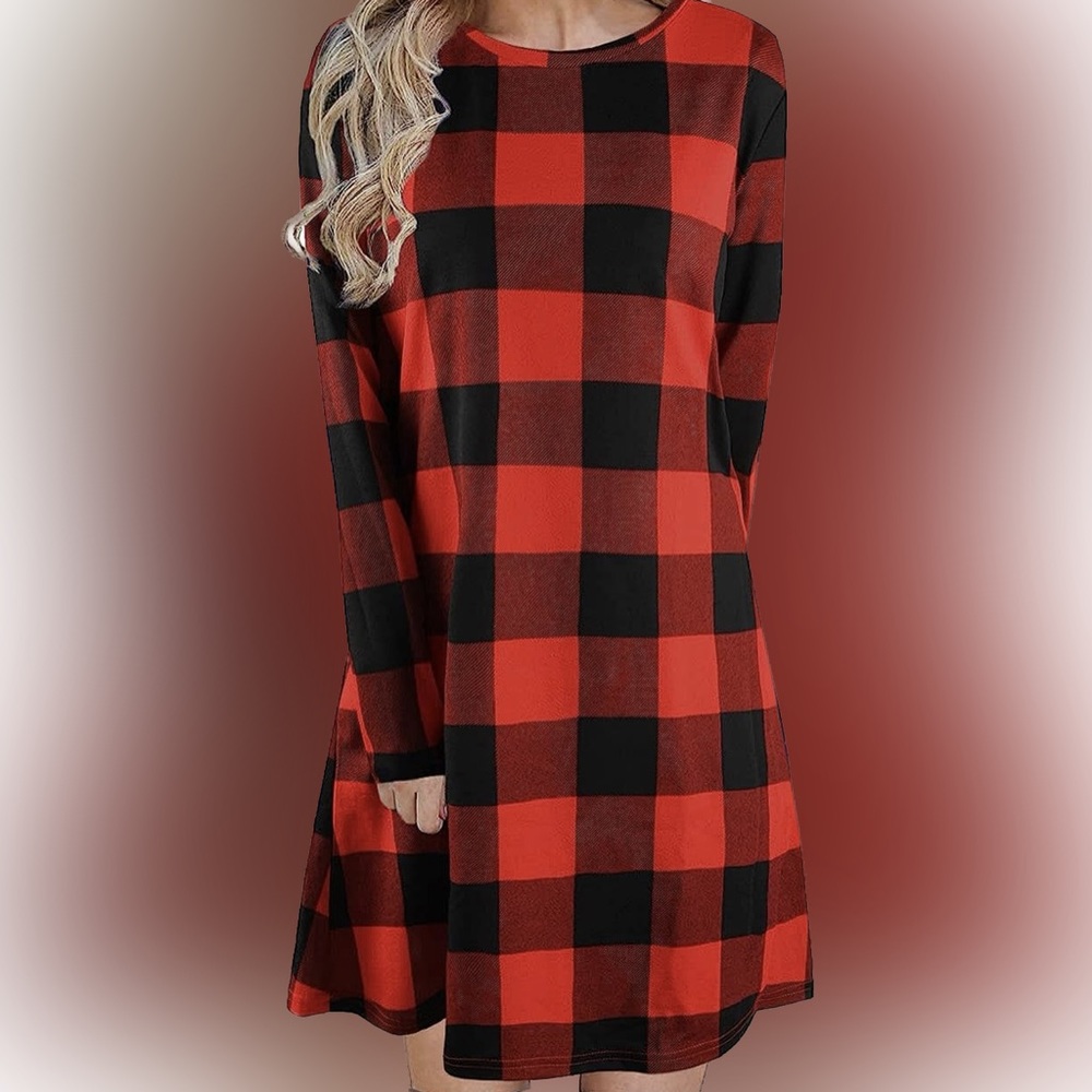 ♥️ Blooming Jelly Women's Buffalo Check Plaid Tunic Swing Mini Dress ✨EUC✨ ♥️